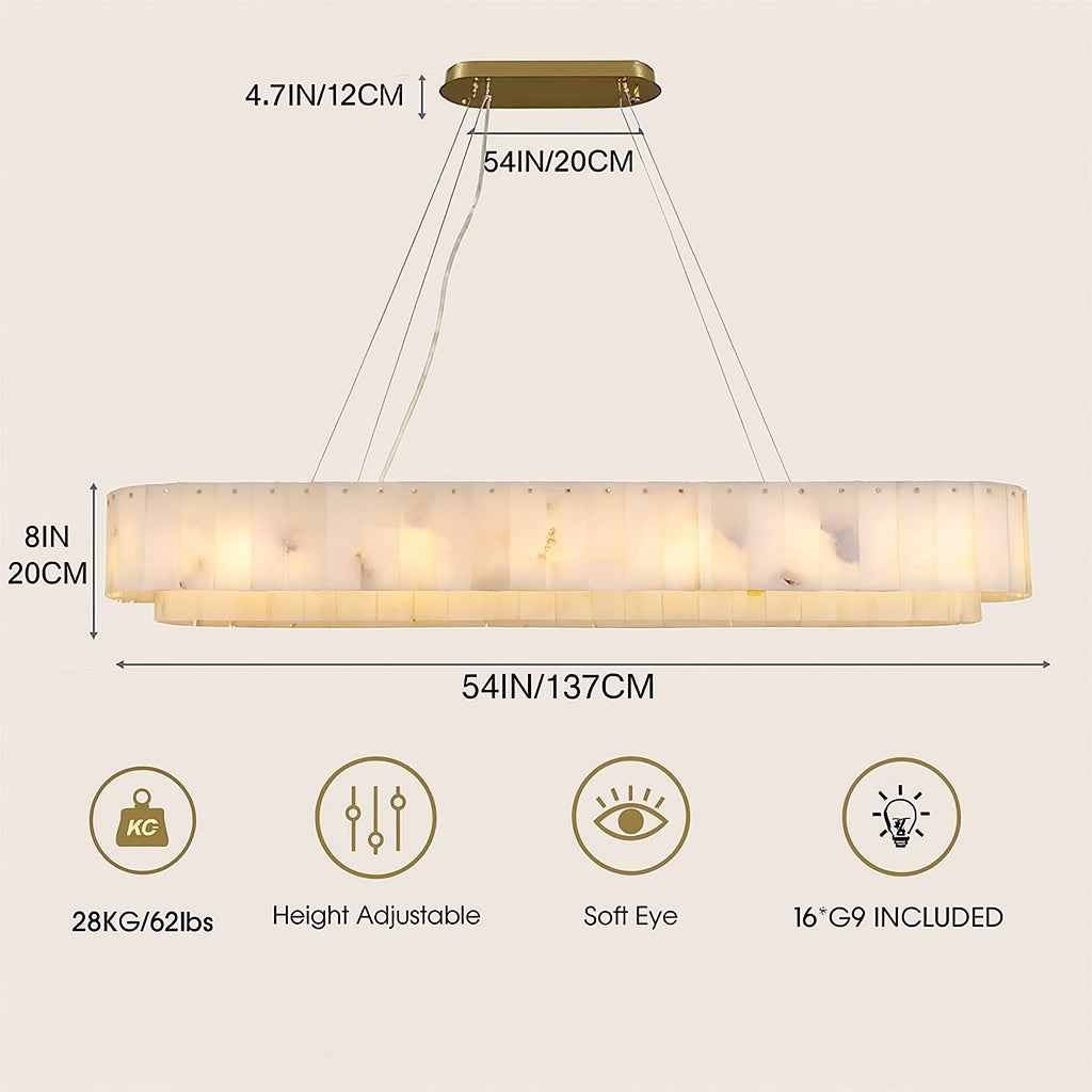 Sawyer Alabaster Oval Chandelier 54"