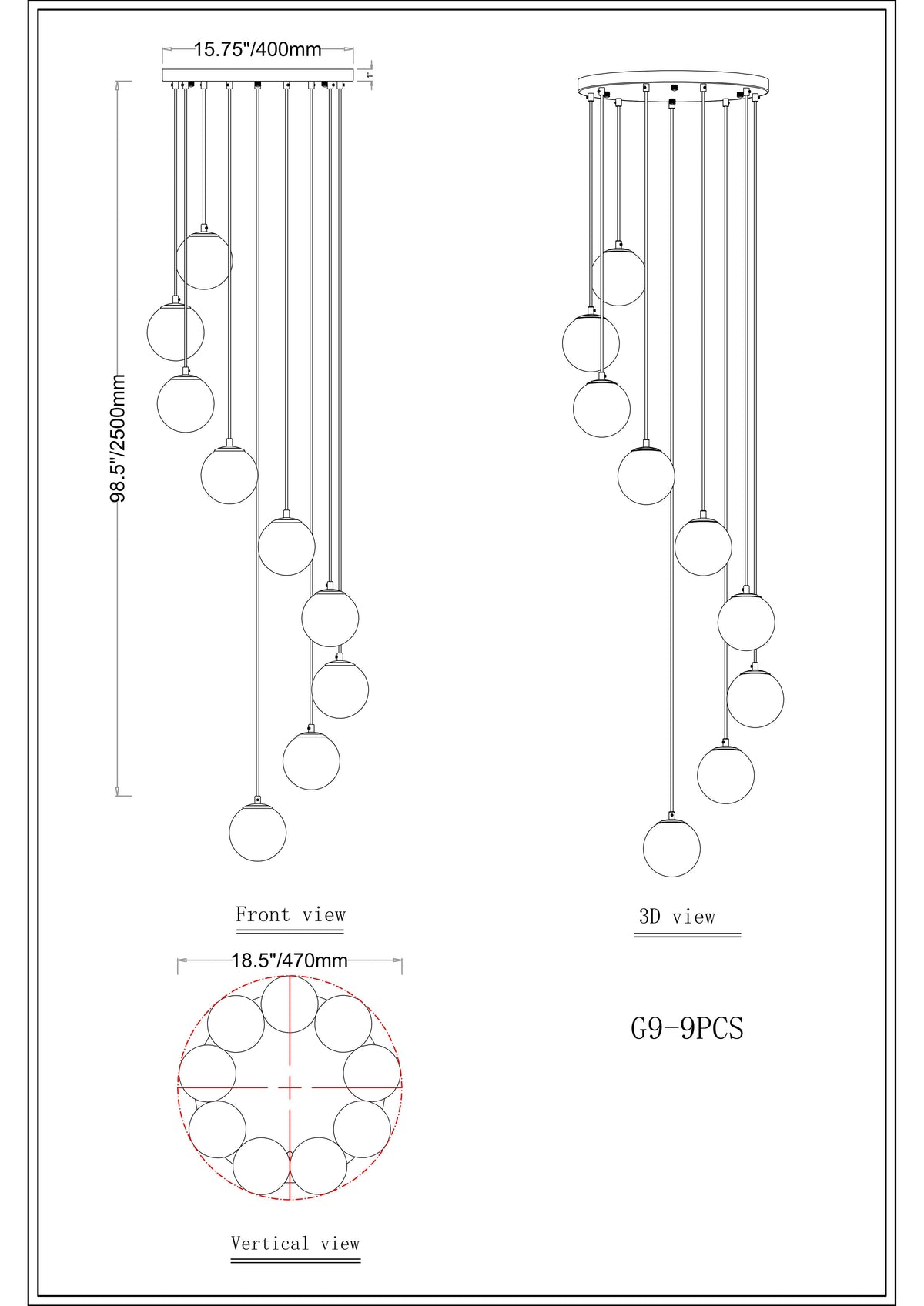 Solindra Resin Globe Cascade Chandelier