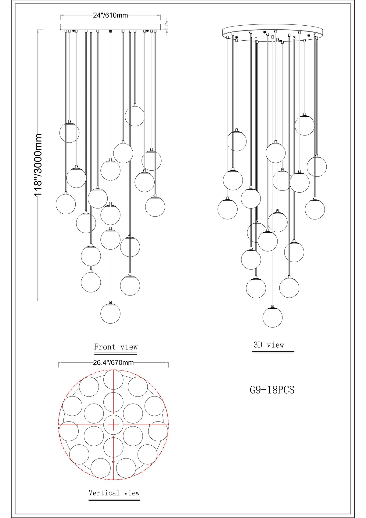 Solindra Resin Globe Cascade Chandelier
