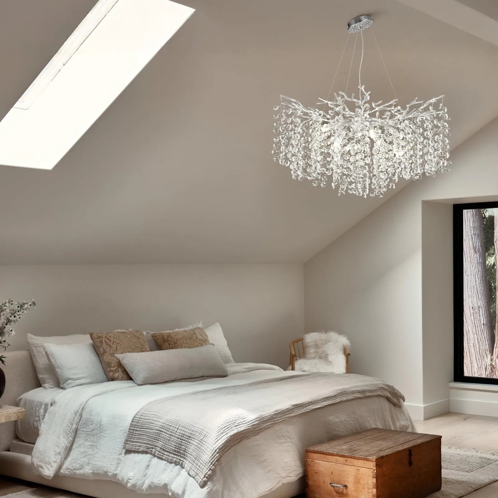 Lustre Branches Crystal Round Chandelier for All Rooms 30"