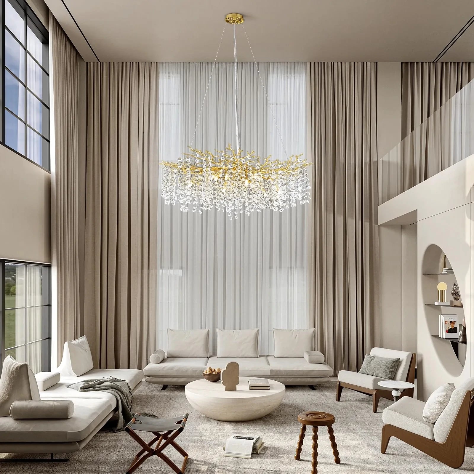 Lustre Branches Crystal Round Chandelier for All Rooms 40"D