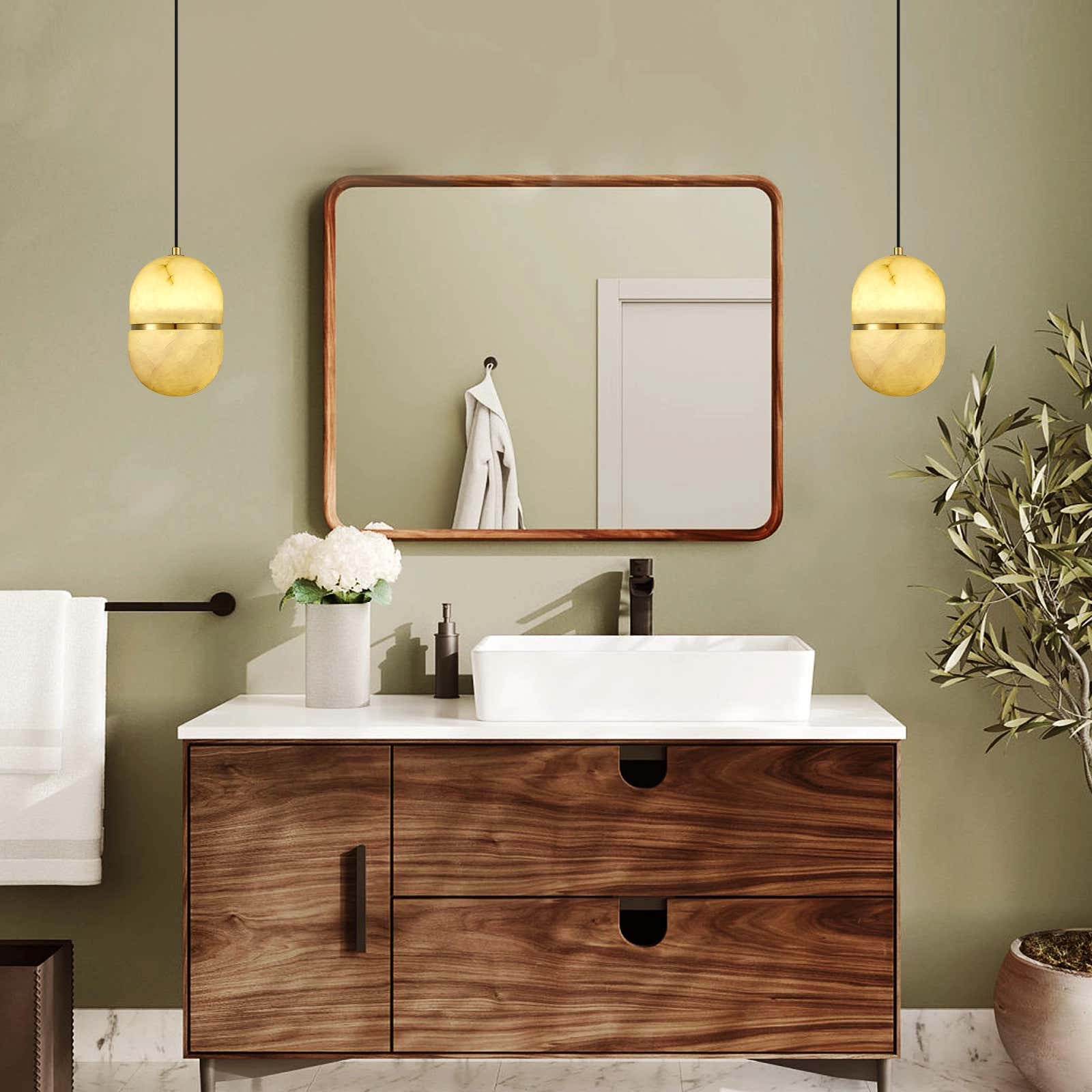 Hecate Alabaster Modern Pendant 5.5''D