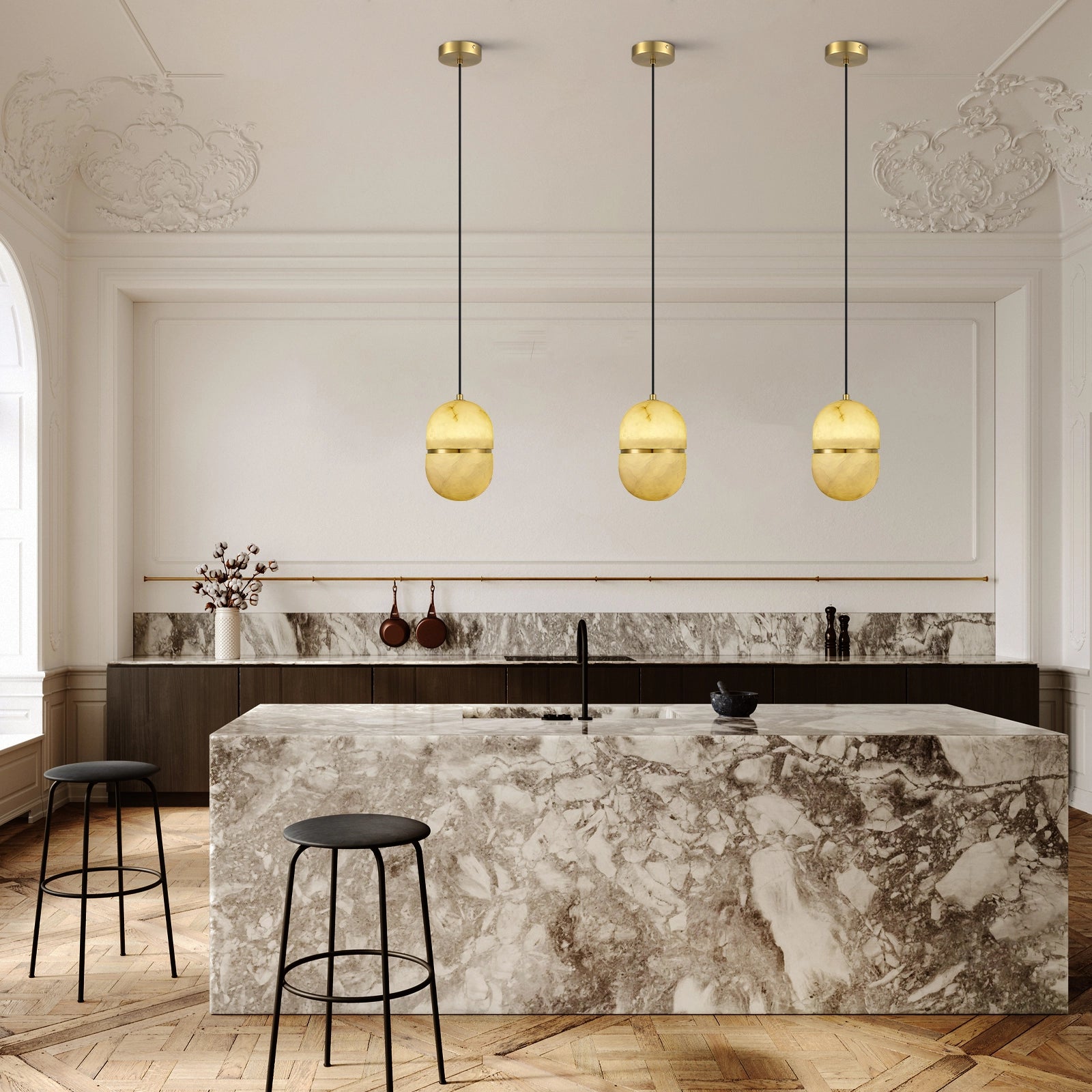 Hecate Alabaster Modern Pendant 5.5''D