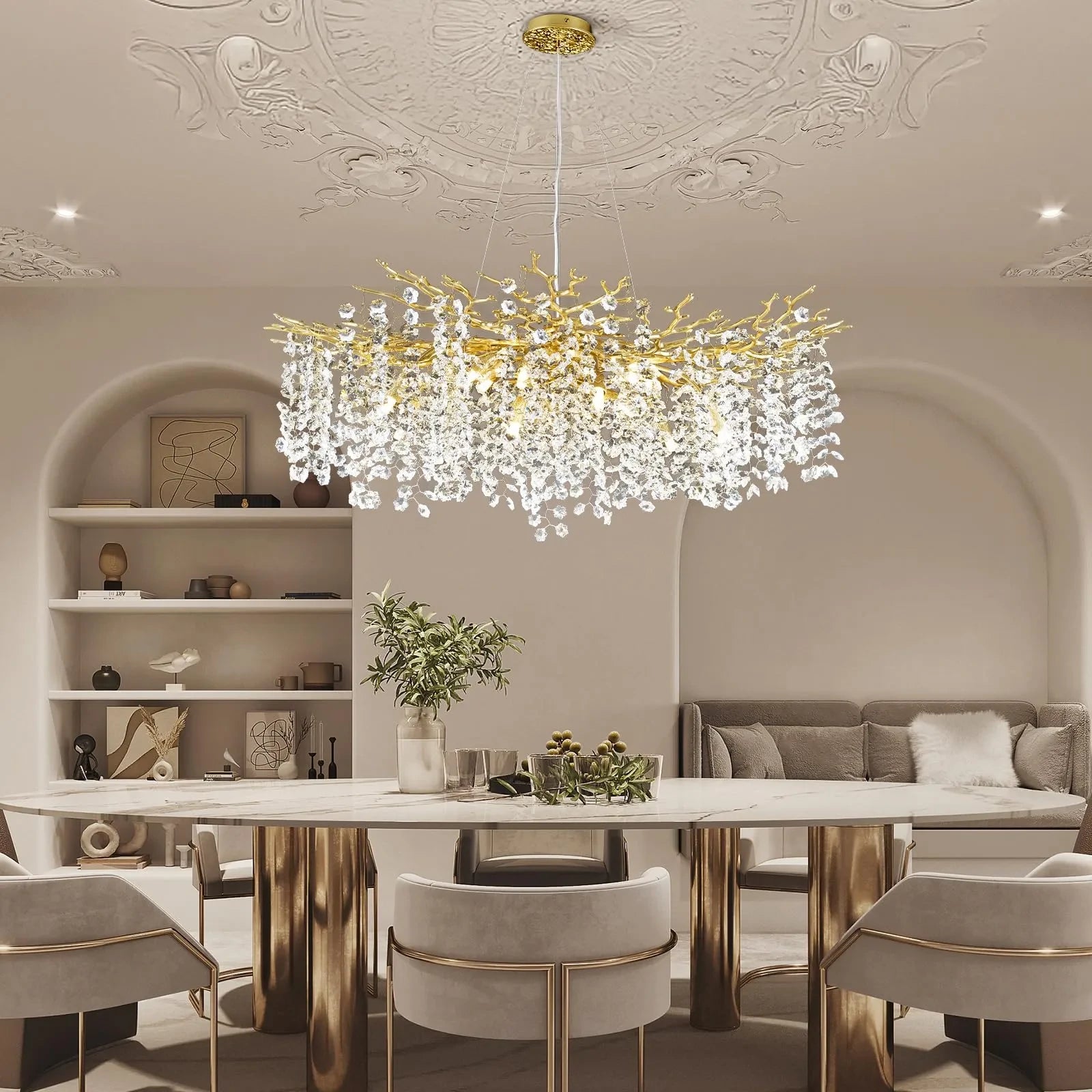 Lustre Branches Crystal Round Chandelier for All Rooms 40"