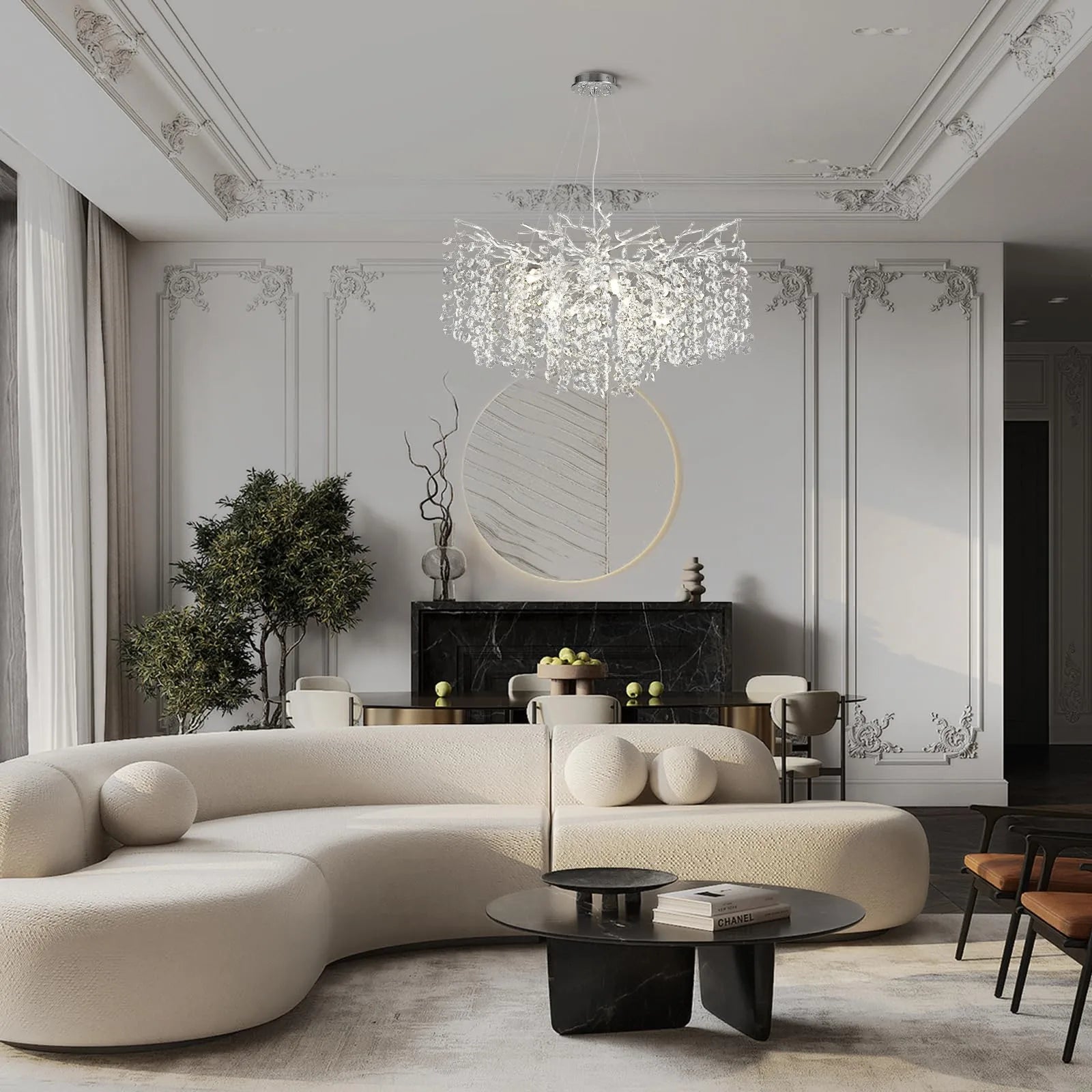 Lustre Branches Crystal Round Chandelier for All Rooms 30"