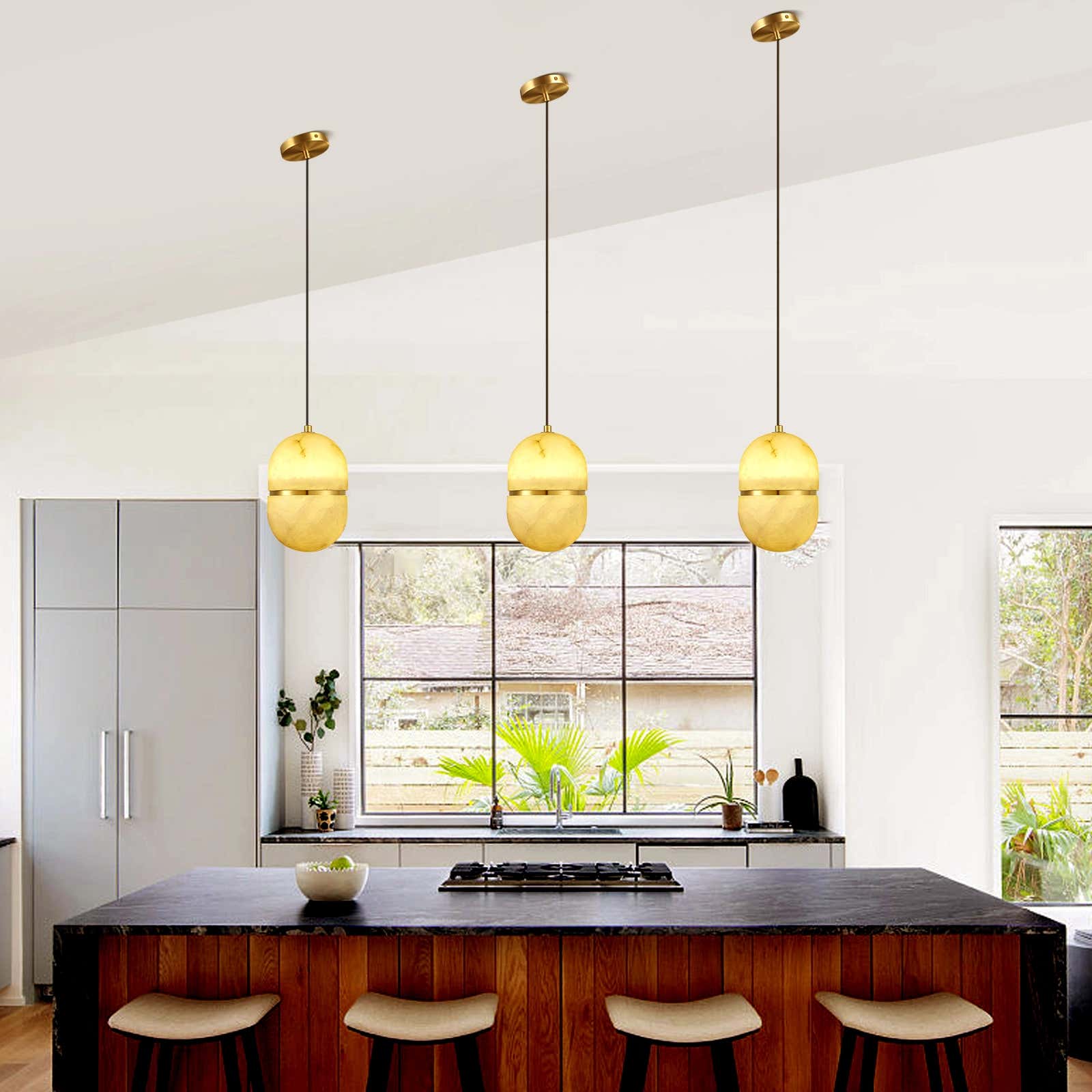 Hecate Alabaster Modern Pendant 5.5''D