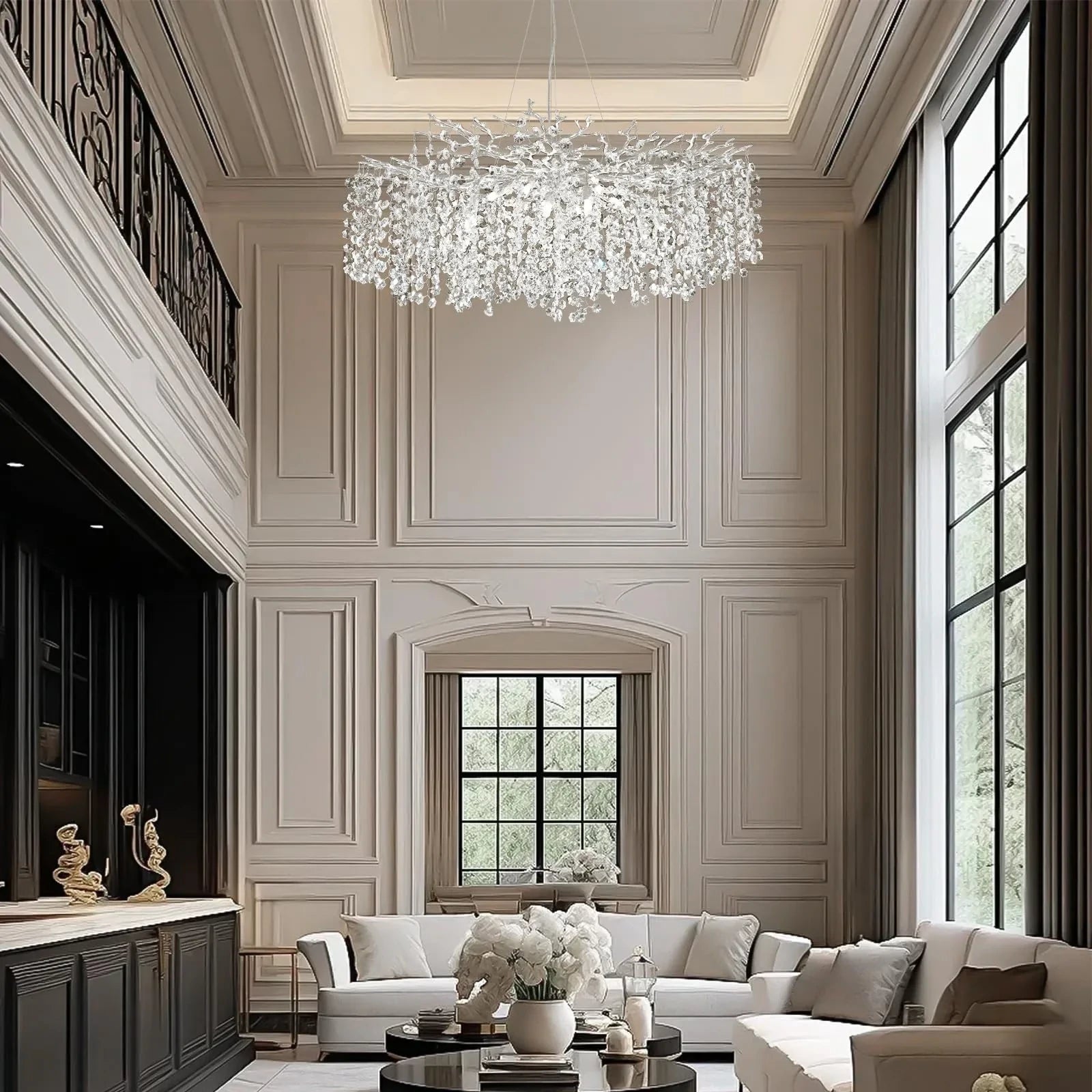 Lustre Branches Crystal Round Chandelier for All Rooms 40"D