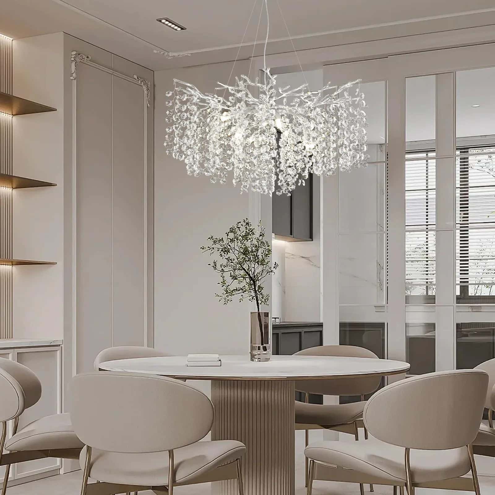 Lustre Branches Crystal Round Chandelier for All Rooms 30"D