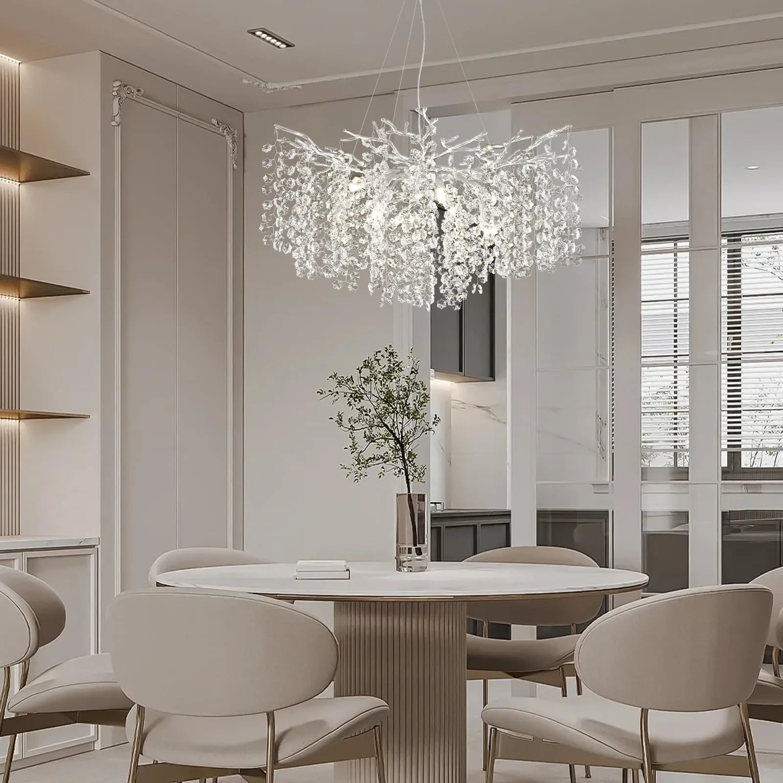 Lustre Branches Crystal Round Chandelier for All Rooms 30"