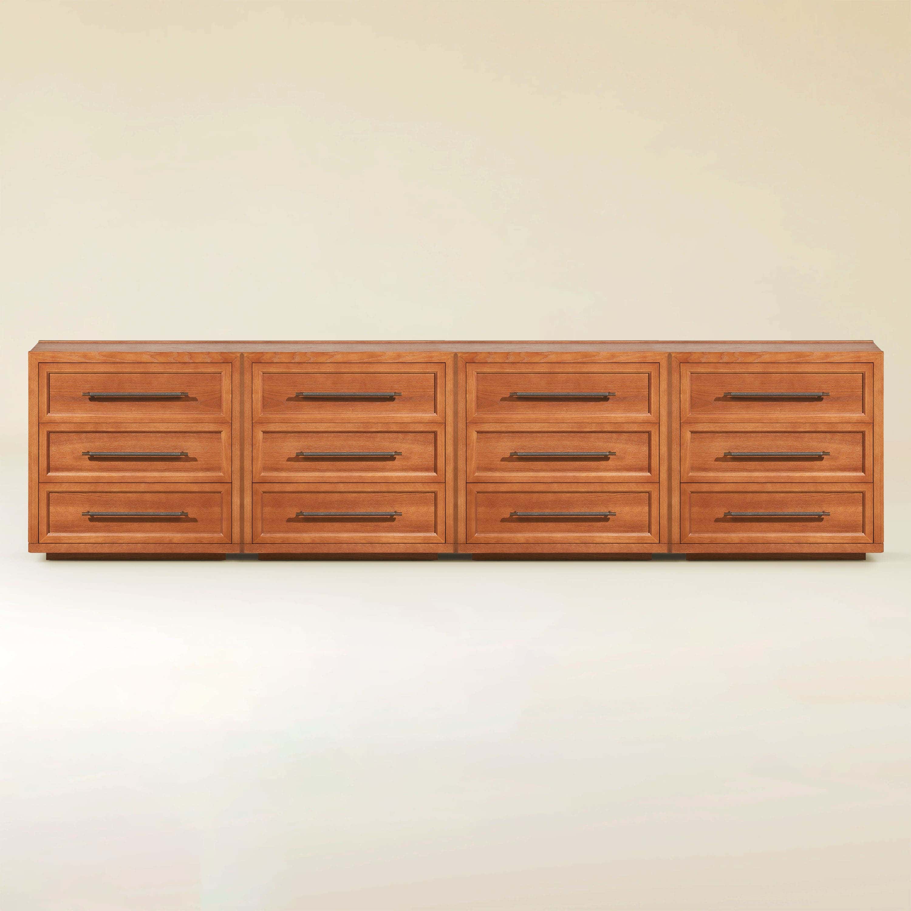 Alvar 126″ Oak 12-Drawer Chest(Set of 4)