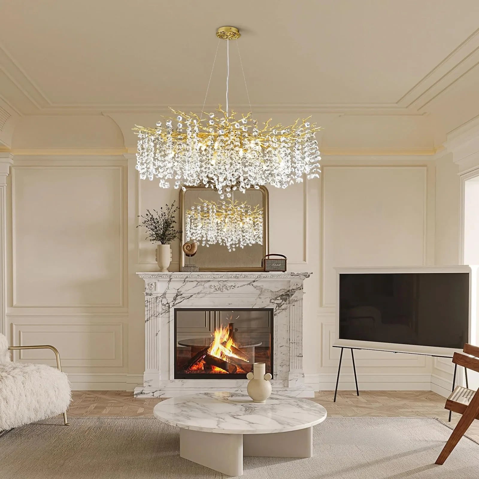 Lustre Branches Crystal Round Chandelier for All Rooms 40"