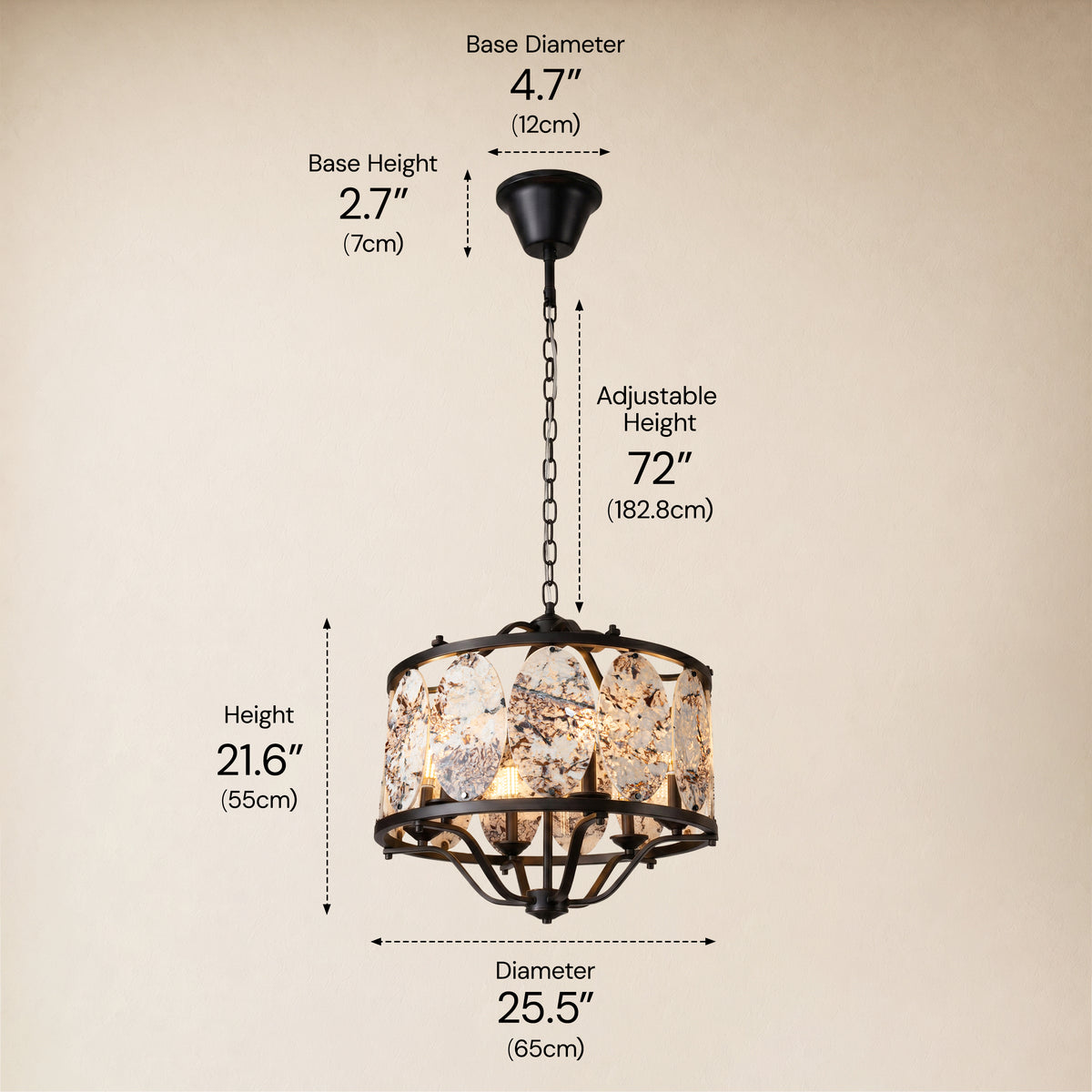 Pietra Quartzite Round Chandelier 25.5"D