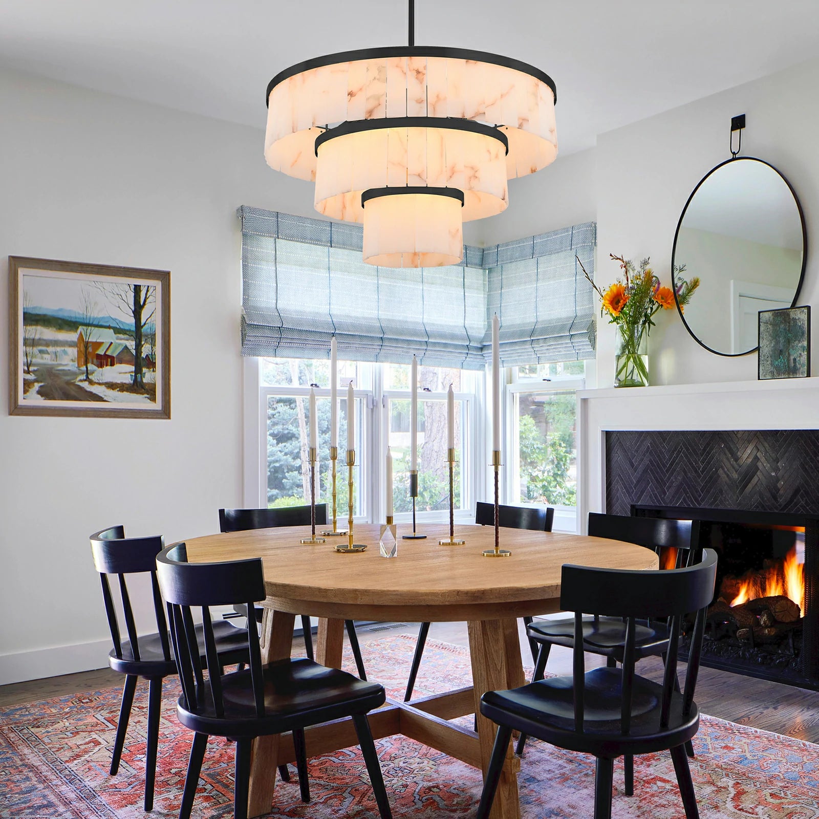 Solmare Alabaster Round Chandelier 34"