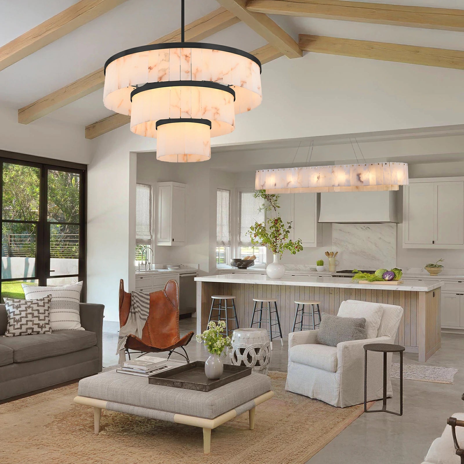 Solmare Alabaster Round Chandelier 34"