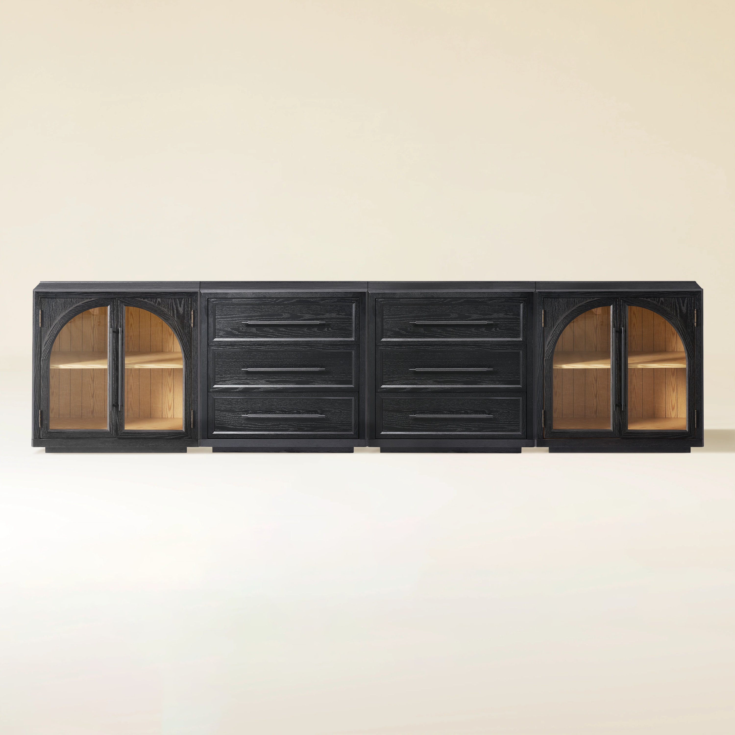 Alvar Arched 128″ Oak Modular Media Console(Set of 4)