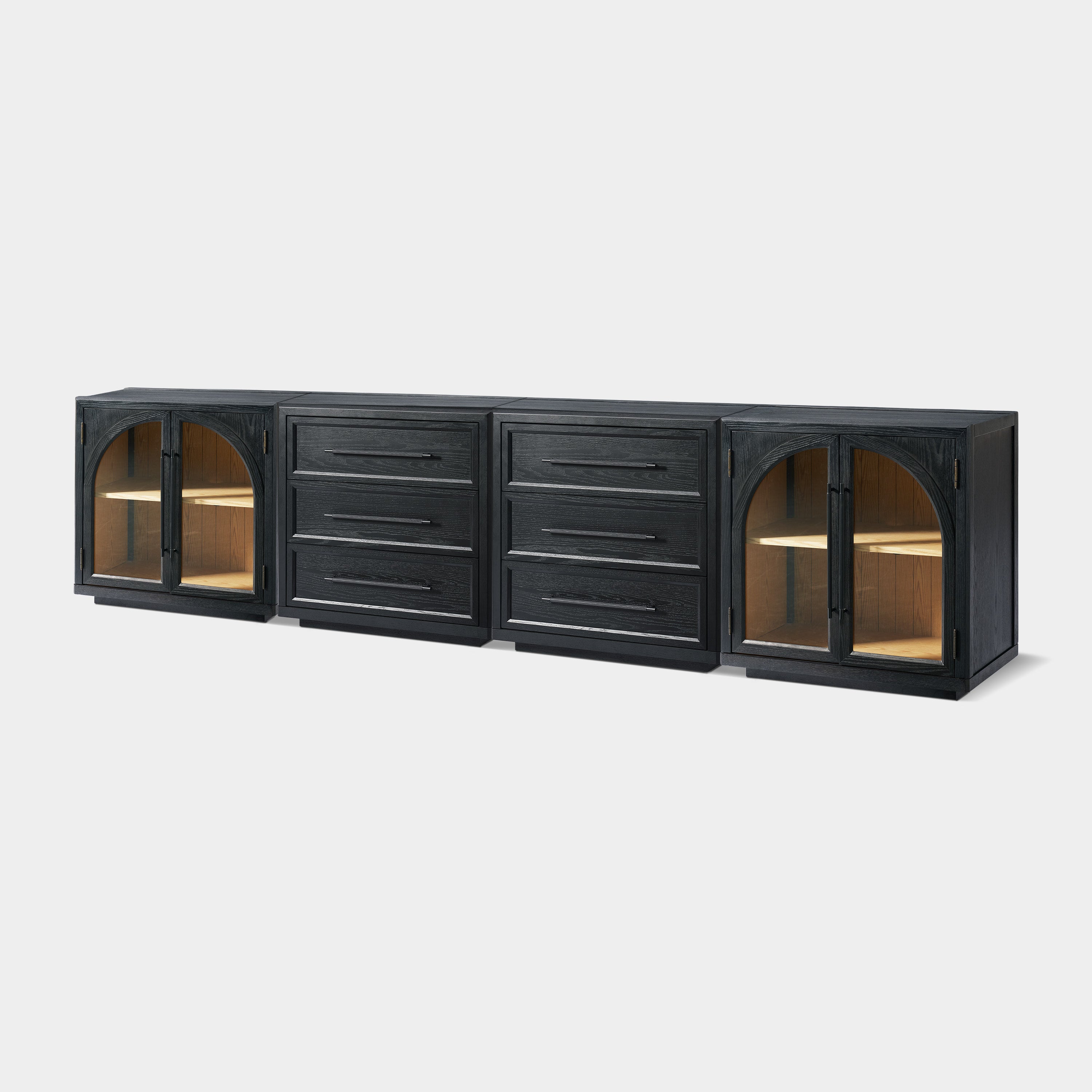 Alvar Arched 128″ Oak Modular Media Console(Set of 4)