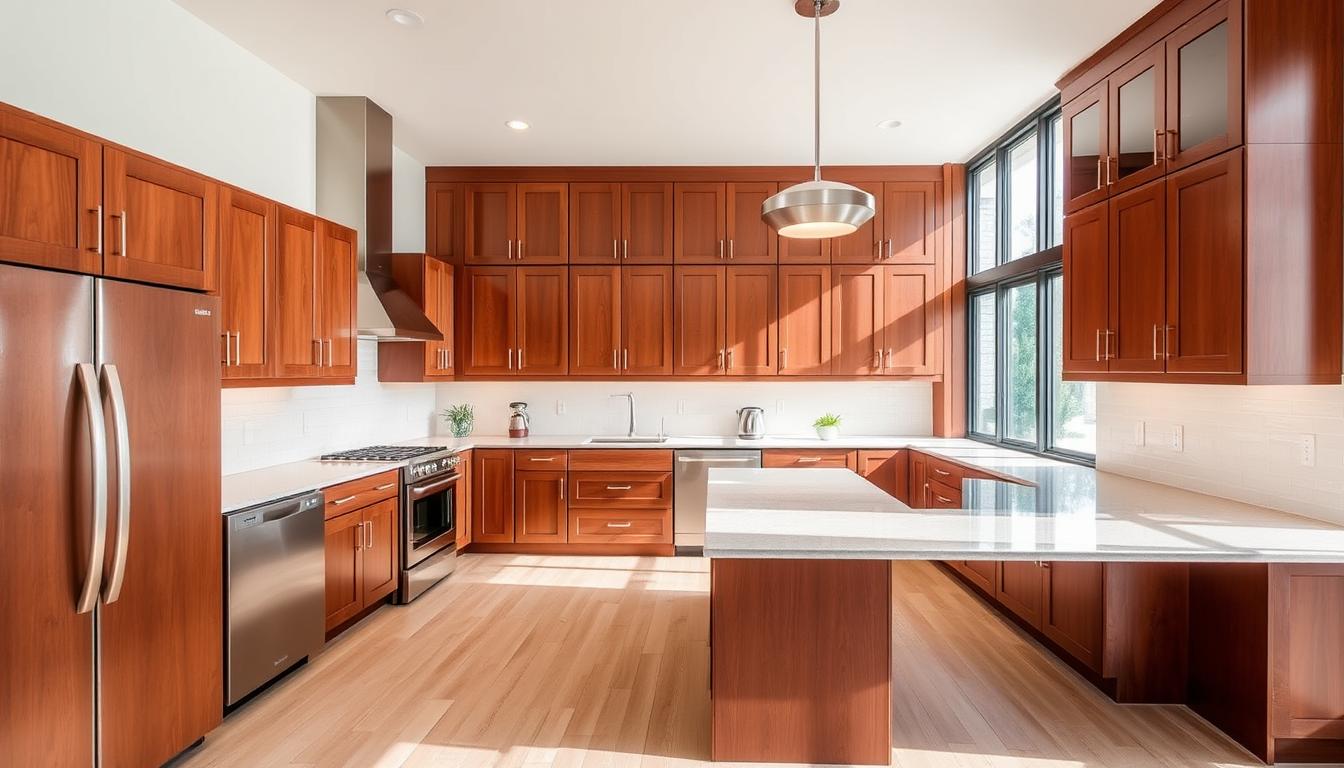 how to make cherry cabinets look modern