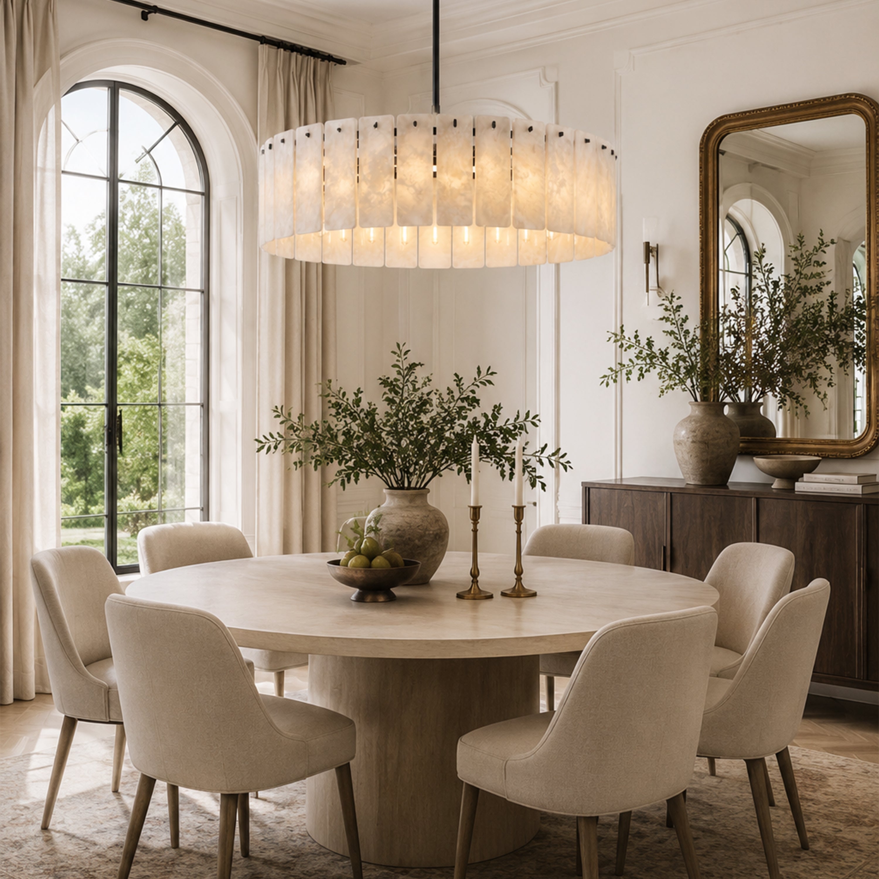 Lunara Alabaster Round Customize Chandelier 48"D 59"D#Finish_Black