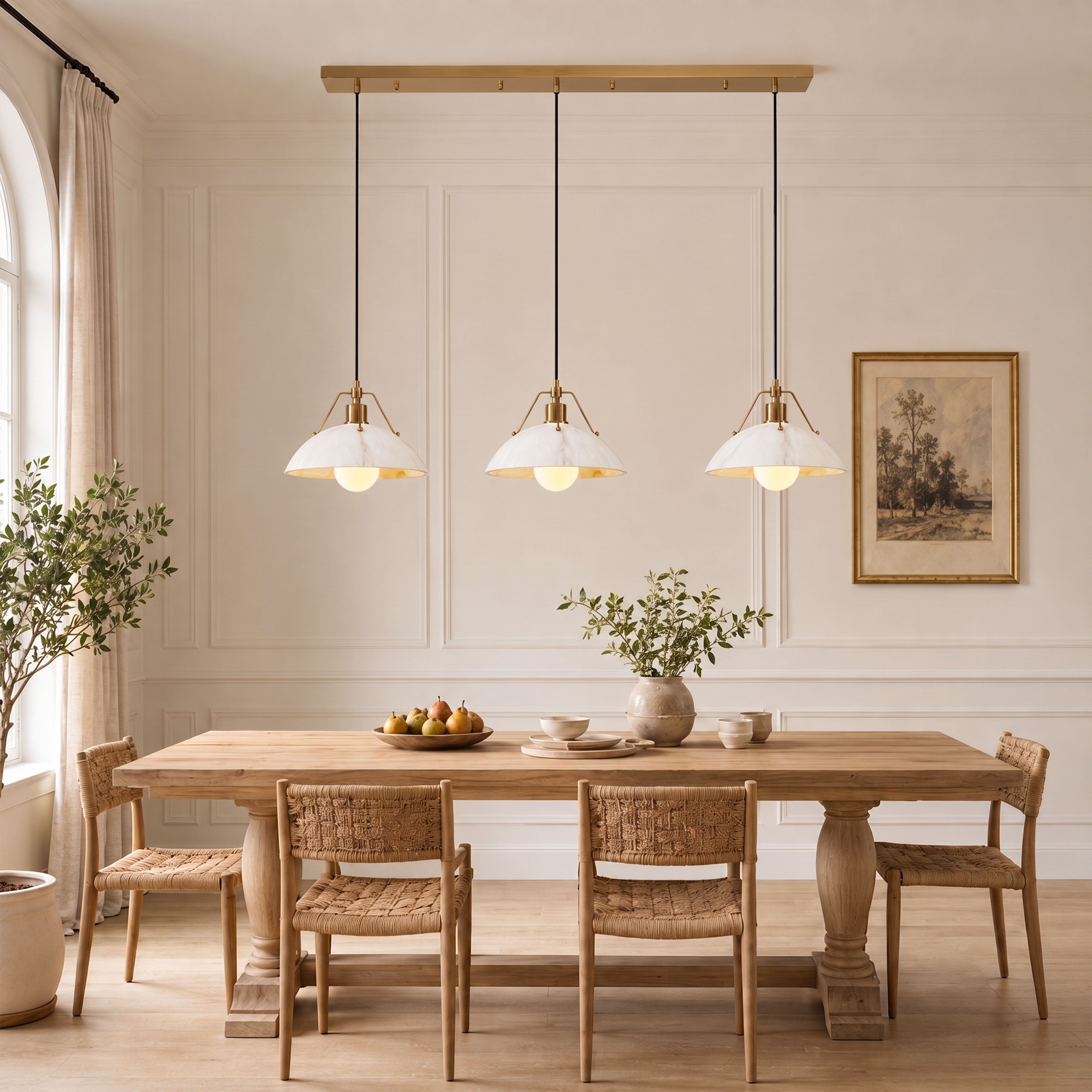 Aurevyn Resin Multi-Light Linear Pendant #Finish_Gold,Size_39.4"