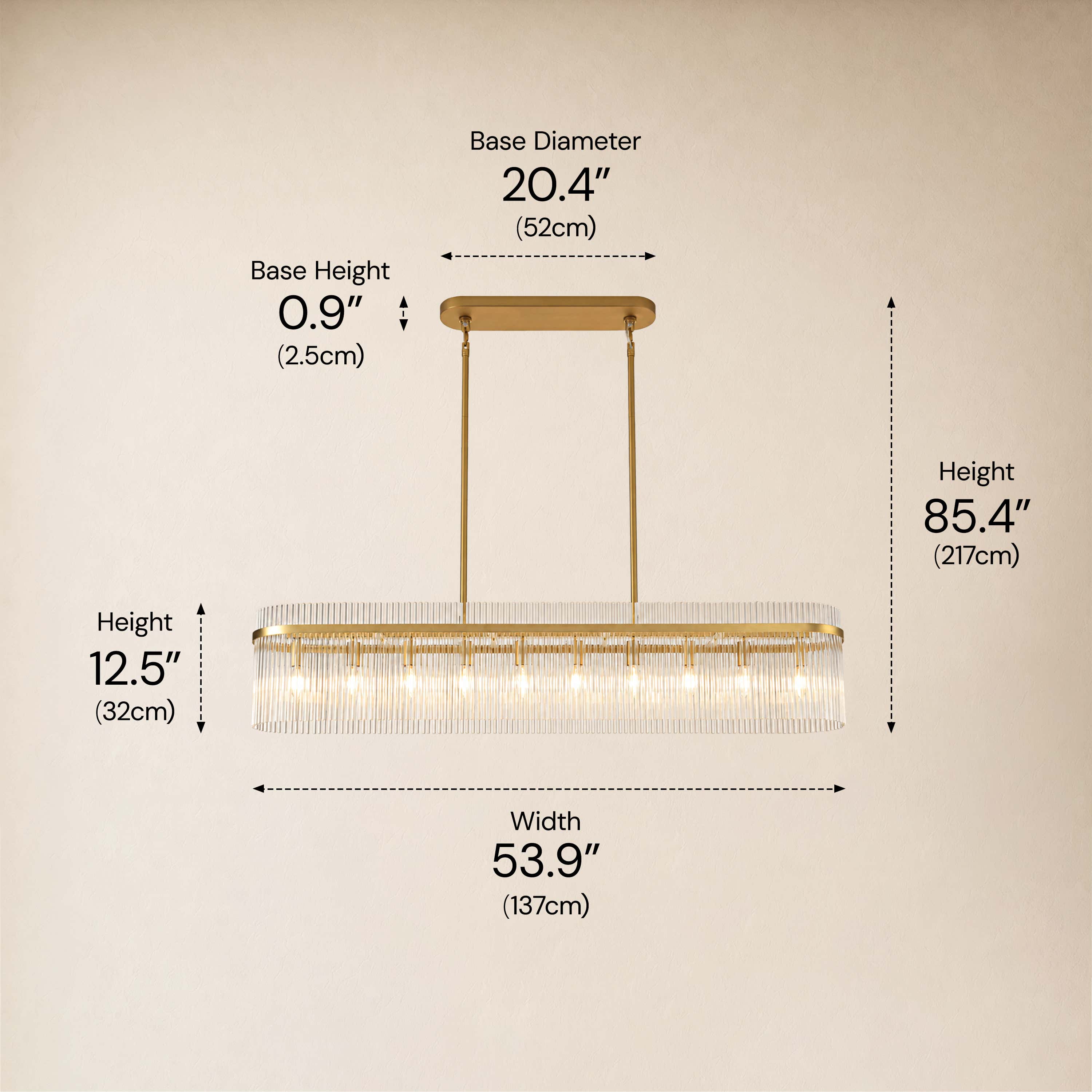 Virellune Glass Linear Chandelier 53.9"W