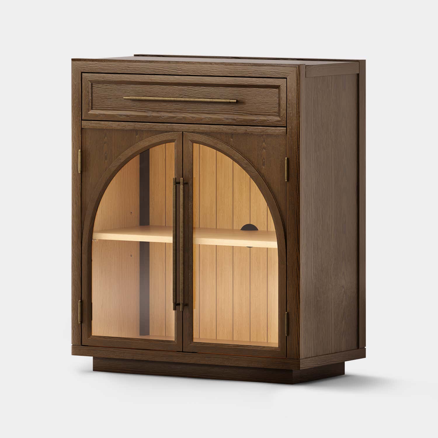 Alvar Arched 32" Oak Storage Cabinet with Drawers