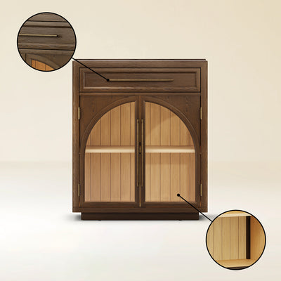 Alvar Arched 30" Oak Storage Cabinet with Drawers