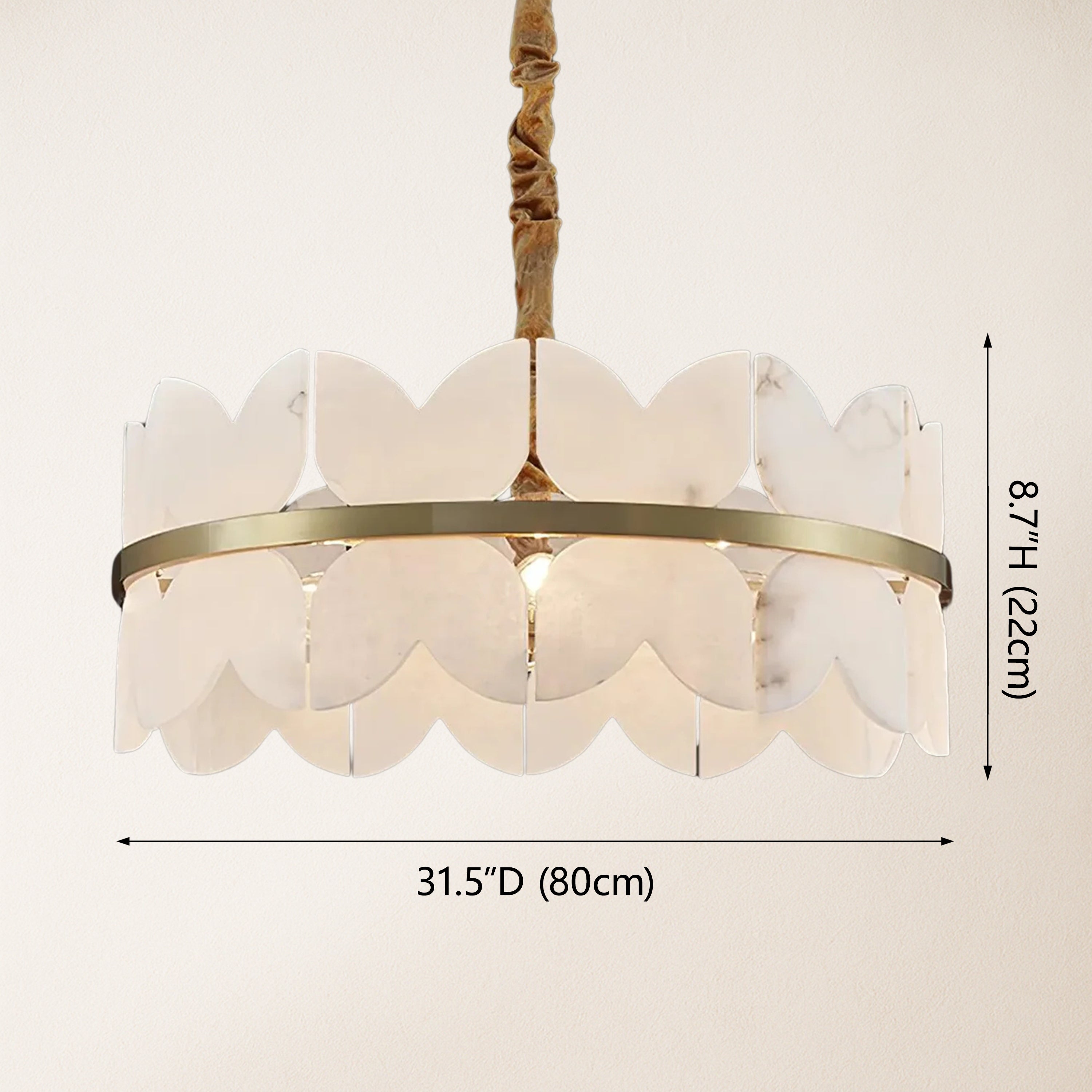 Cloudscape Alabaster Brass 1-Layer Chandelier 32"D