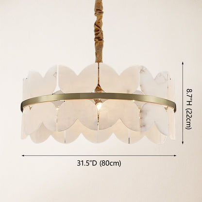 Cloudscape Alabaster Brass 1-Layer Chandelier 32"D