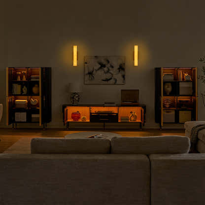 Ewan 67″H Oak Vertical Combination Cabinet(Set of 2)