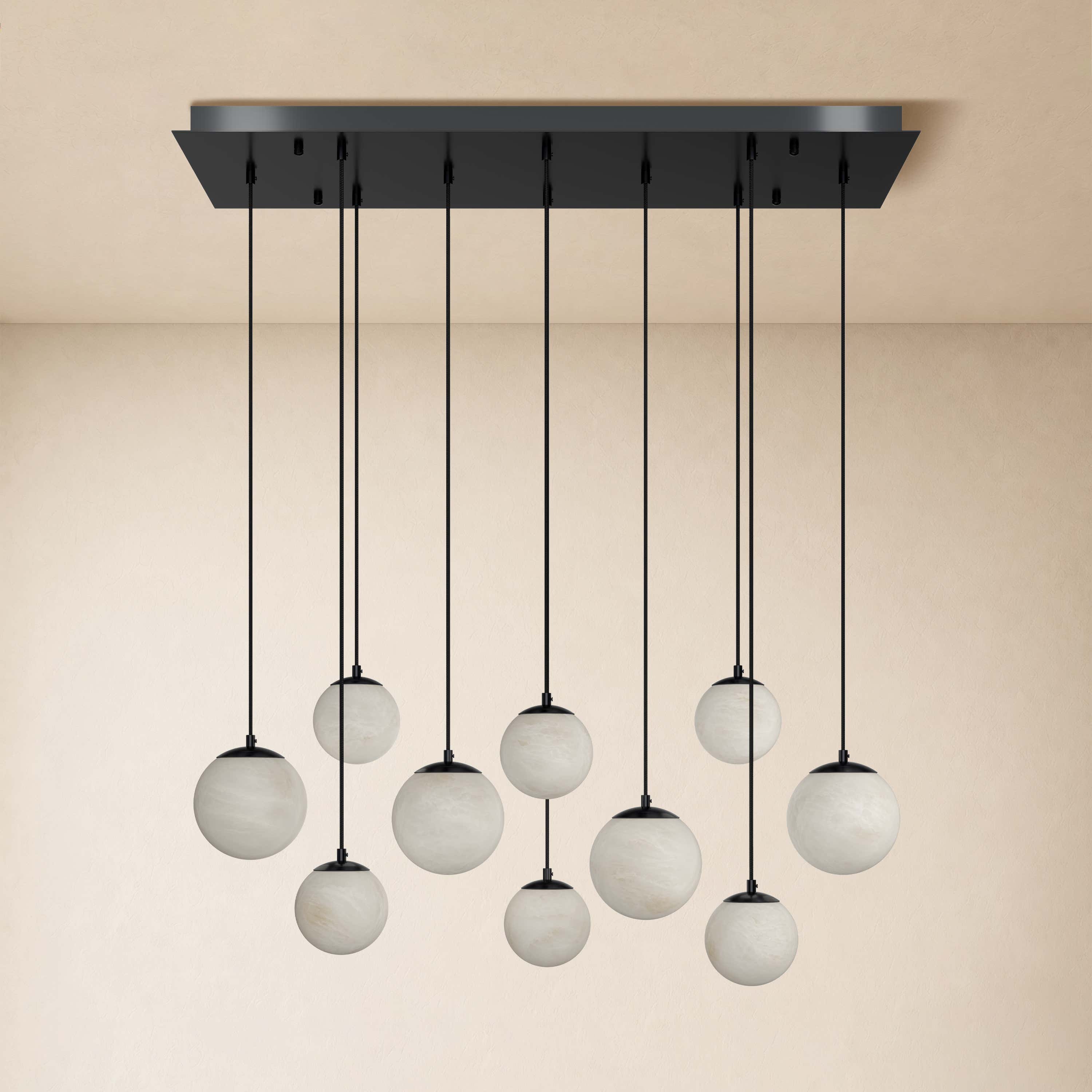 Elviora Resin Alabaster Globe Rectangular Chandelier