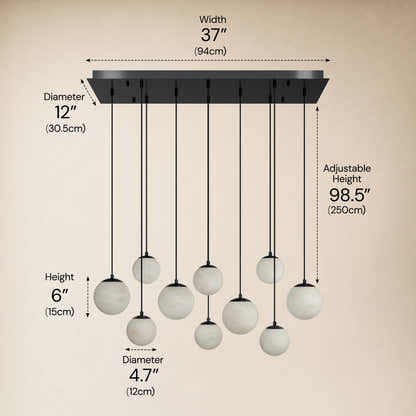 Elviora Resin Alabaster Globe Rectangular Chandelier