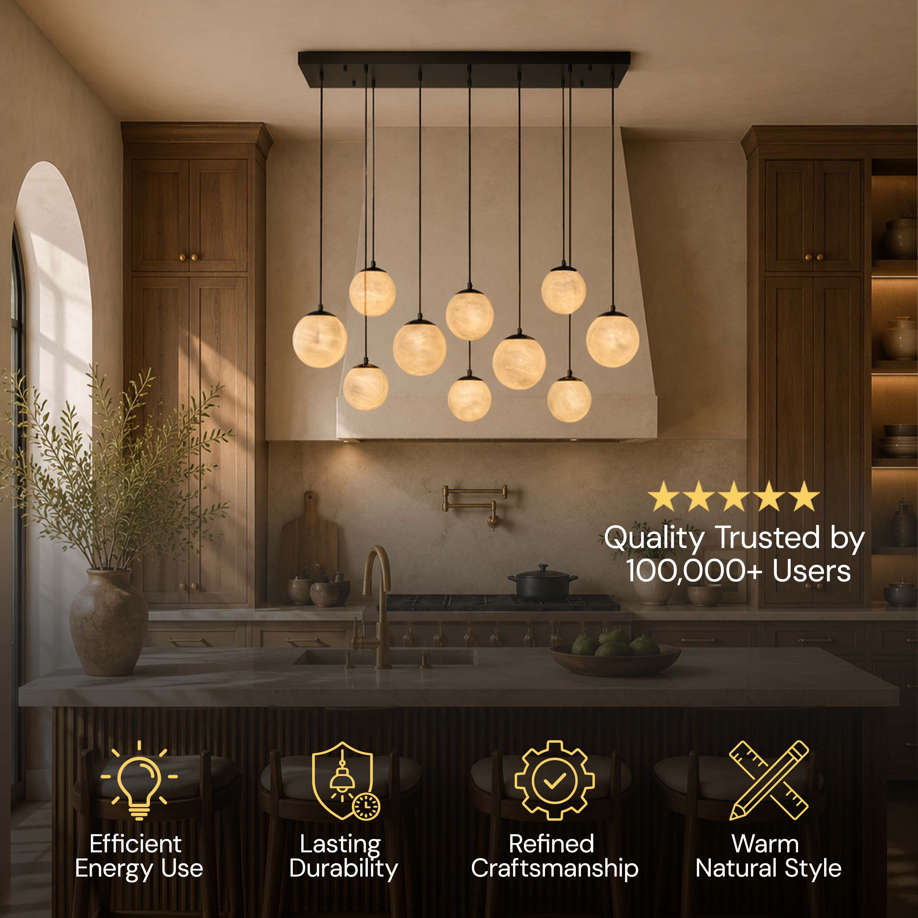 Elviora Resin Alabaster Globe Rectangular Chandelier