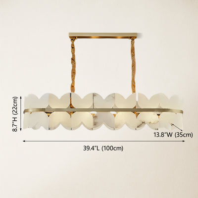 Cloudscape Alabaster Single-Tier Brass Chandelier 39″W
