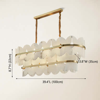 Cloudscape Alabaster 2-Tier Brass Chandelier 39″