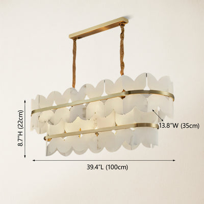 Cloudscape Alabaster 2-Tier Brass Chandelier 39″