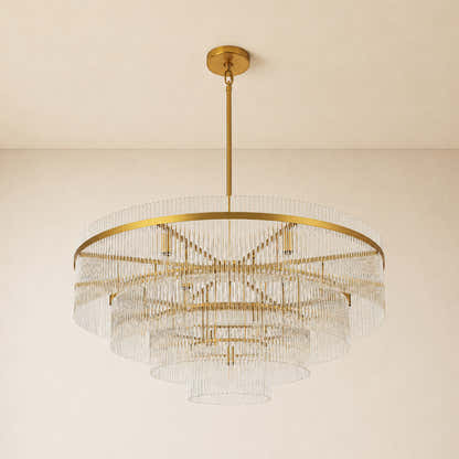 Elyndra Glass Rod Tiered Round Chandelier 30" 40" 50"D
