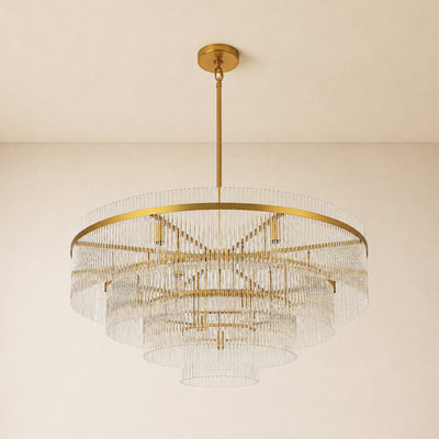 Elyndra Glass Rod Tiered Round Chandelier 30" 40" 50"D