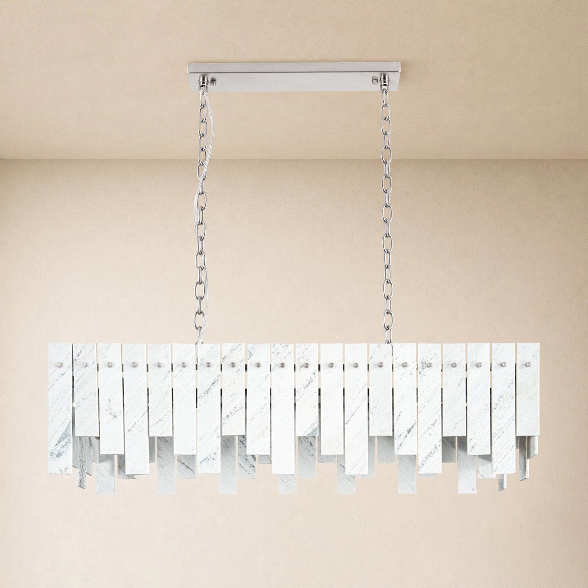 Pietra White Marble Rectangular Chandelier 36" 40"W