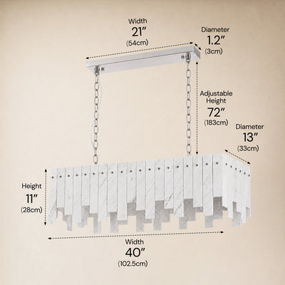 Pietra White Marble Rectangular Chandelier 36" 40"W
