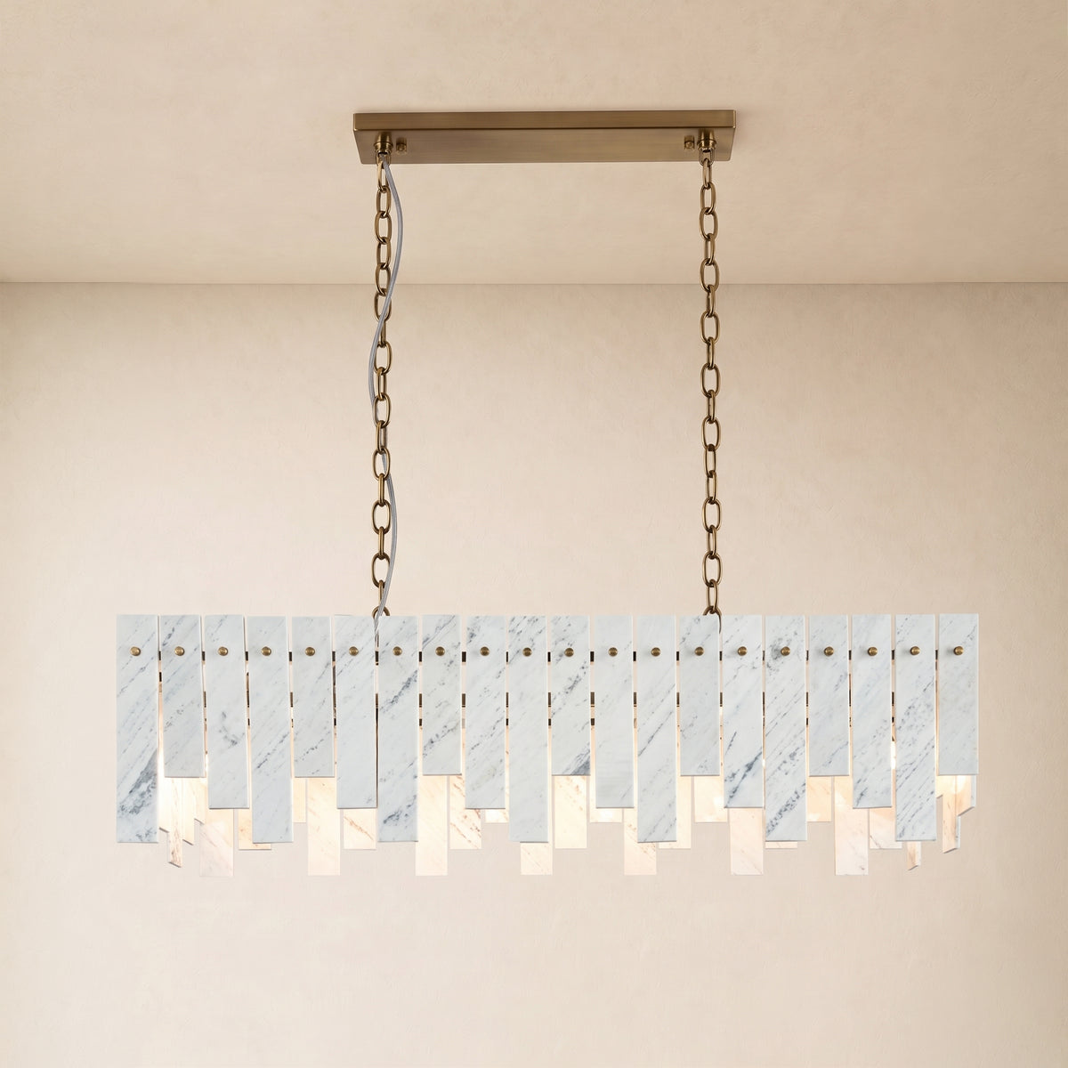 Pietra White Marble Rectangular Chandelier 36" 40"W