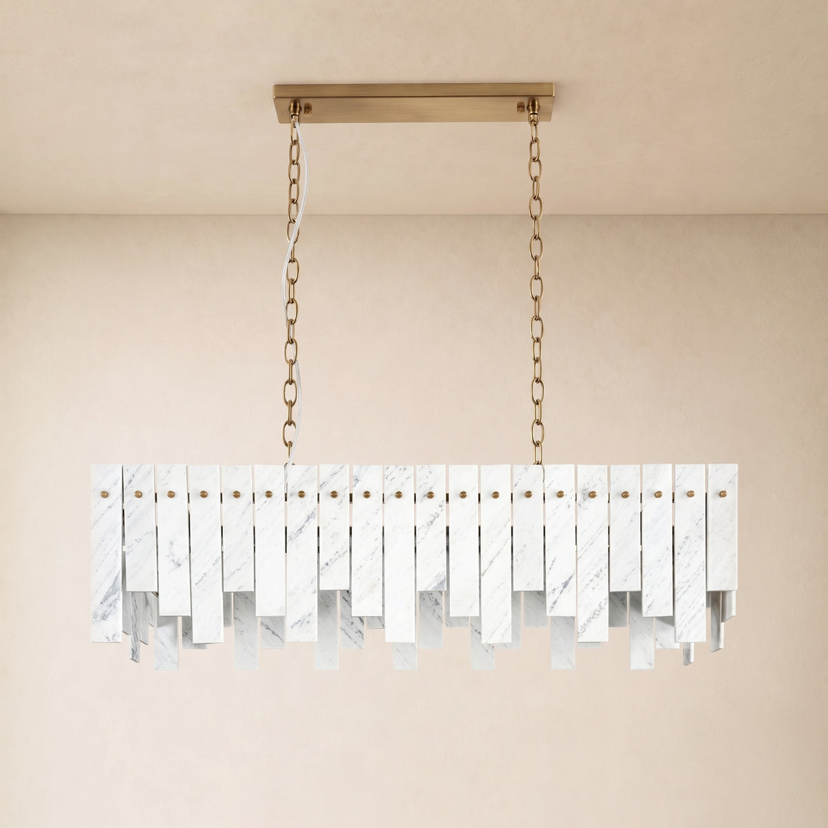 Pietra White Marble Rectangular Chandelier 36" 40"W