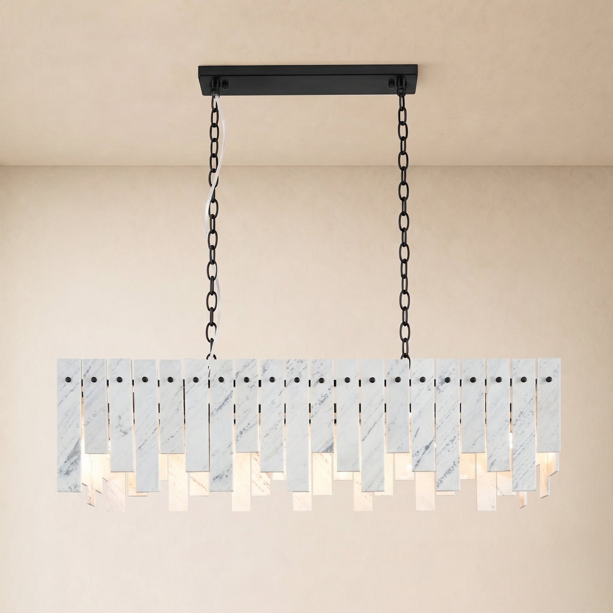 Pietra White Marble Rectangular Chandelier 36" 40"W