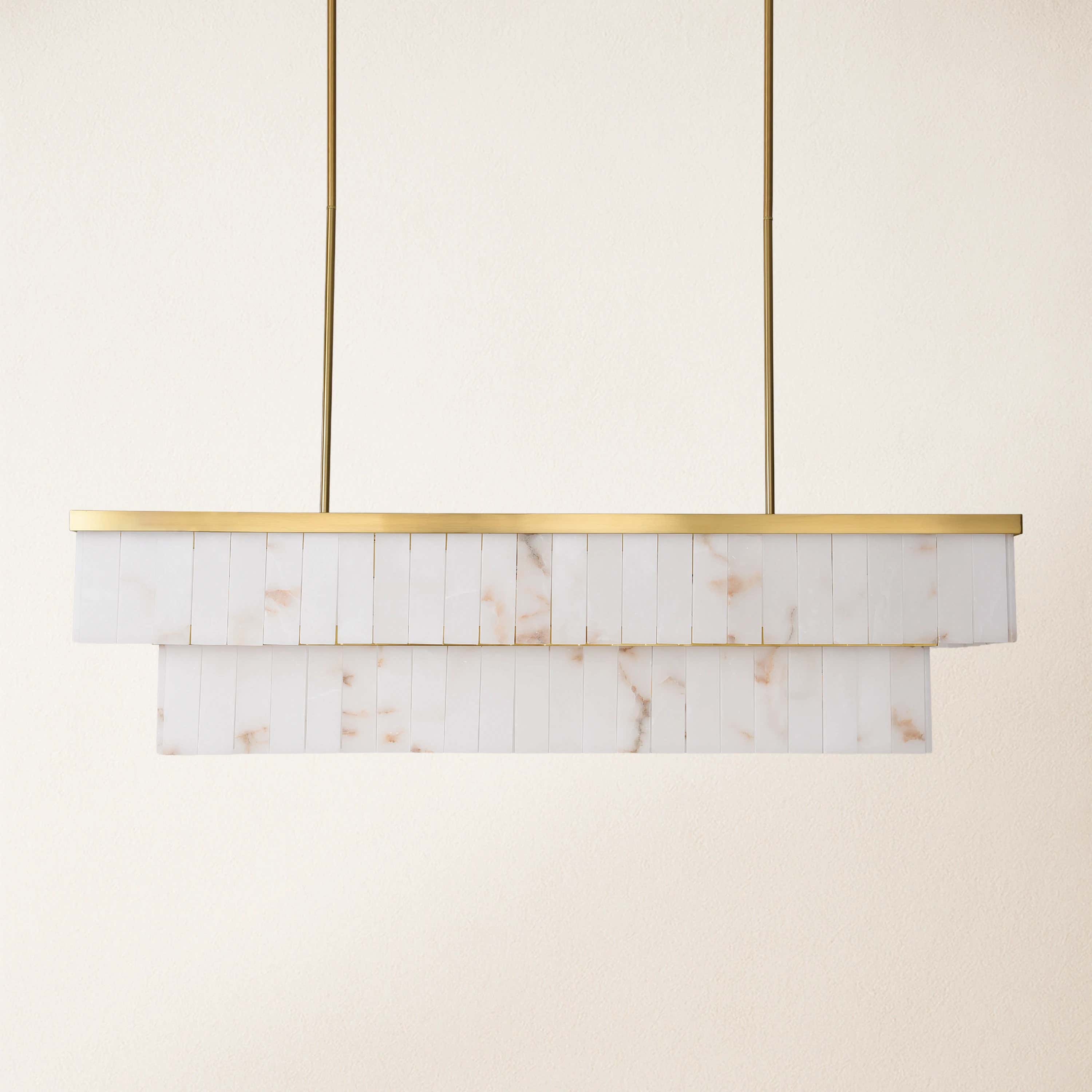 Solmare Alabaster Rectangular Chandelier 55"W