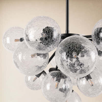 Elowen Crackled Glass Cluster Round Chandelier 24" 35"D