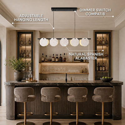Pietra White Marble Disc Linear Chandelier 47.2"W