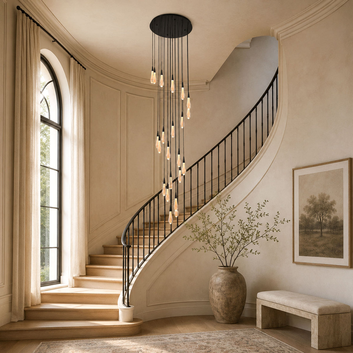 Teardrop Crystal Drop Round Chandelier