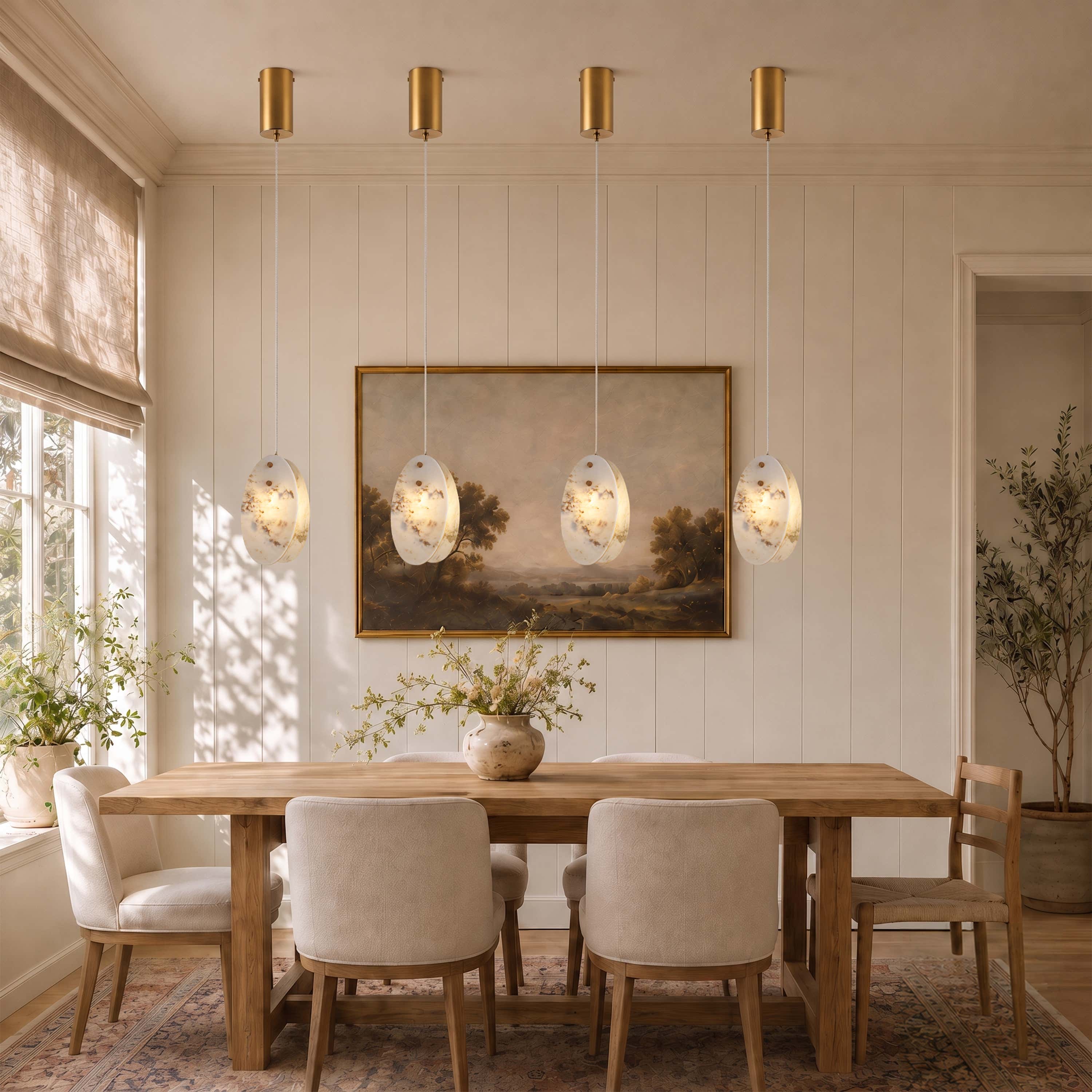 Pietra Marble Oval Pendant Light 5.9"D