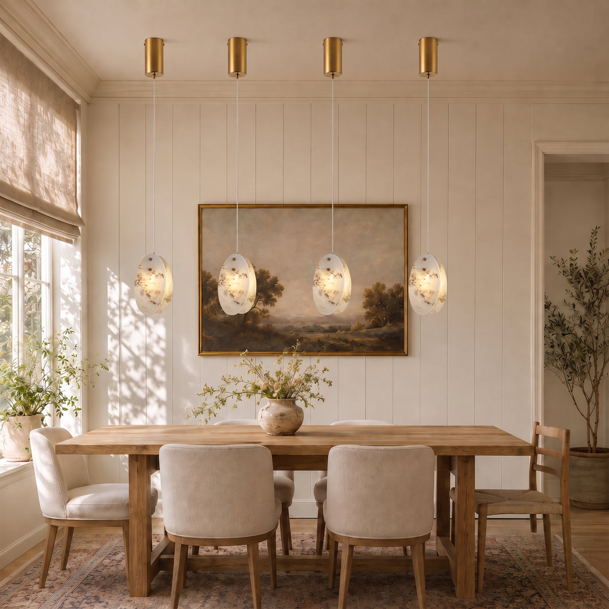 Pietra Marble Oval Pendant Light 5.9"D