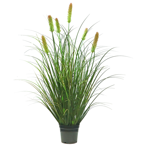 Artificial 6-Head Short Pine Grass with Curved Onion Grass Bonsai 4.3"H