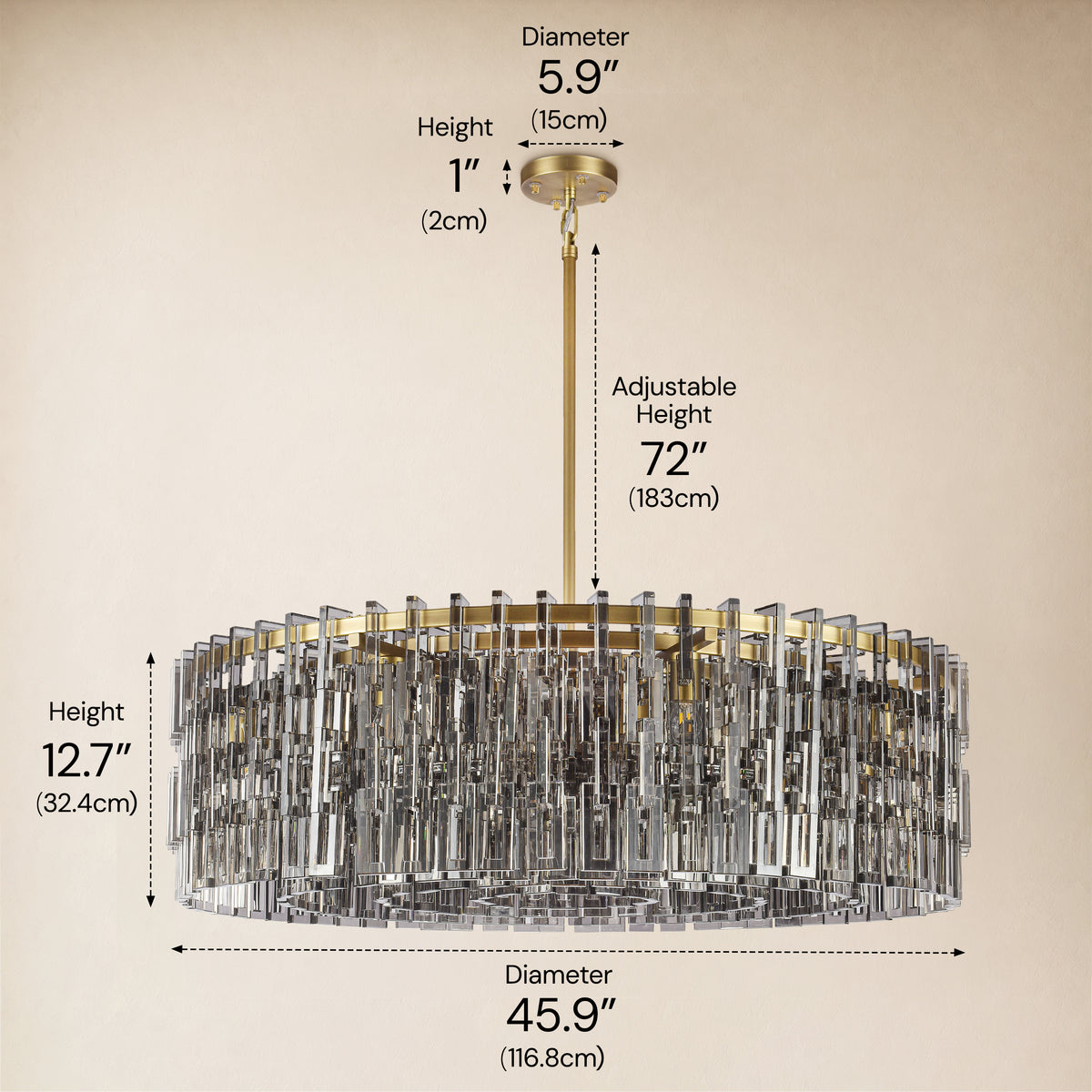 Cirelle Crystal Round Chandelier 45.9"D 